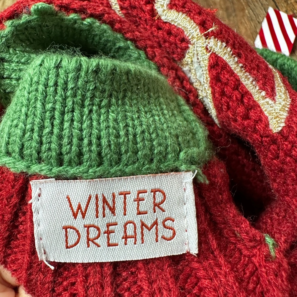 Festive Red and Green Knit Dog Sweater for Christmas - Picture 4 of 4